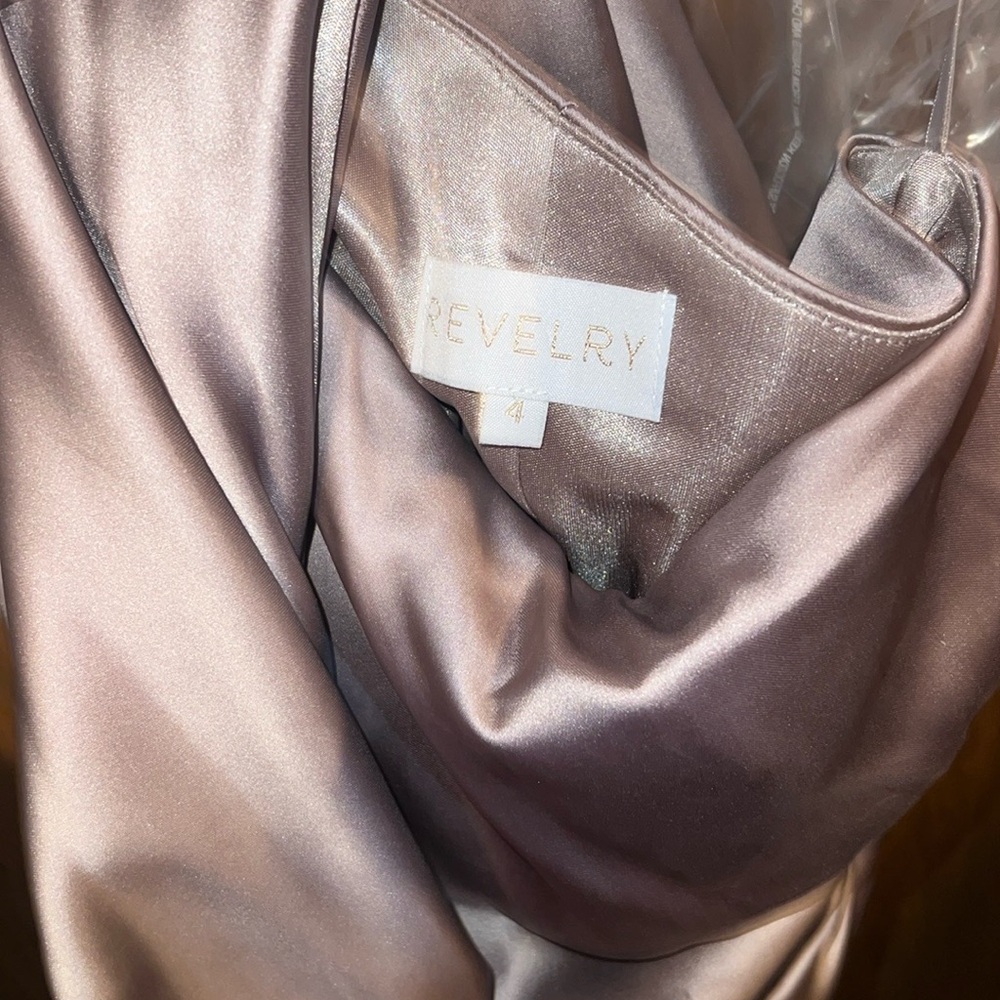 Revelry Strapless Satin Dress in Mauve - Picture 5 of 8